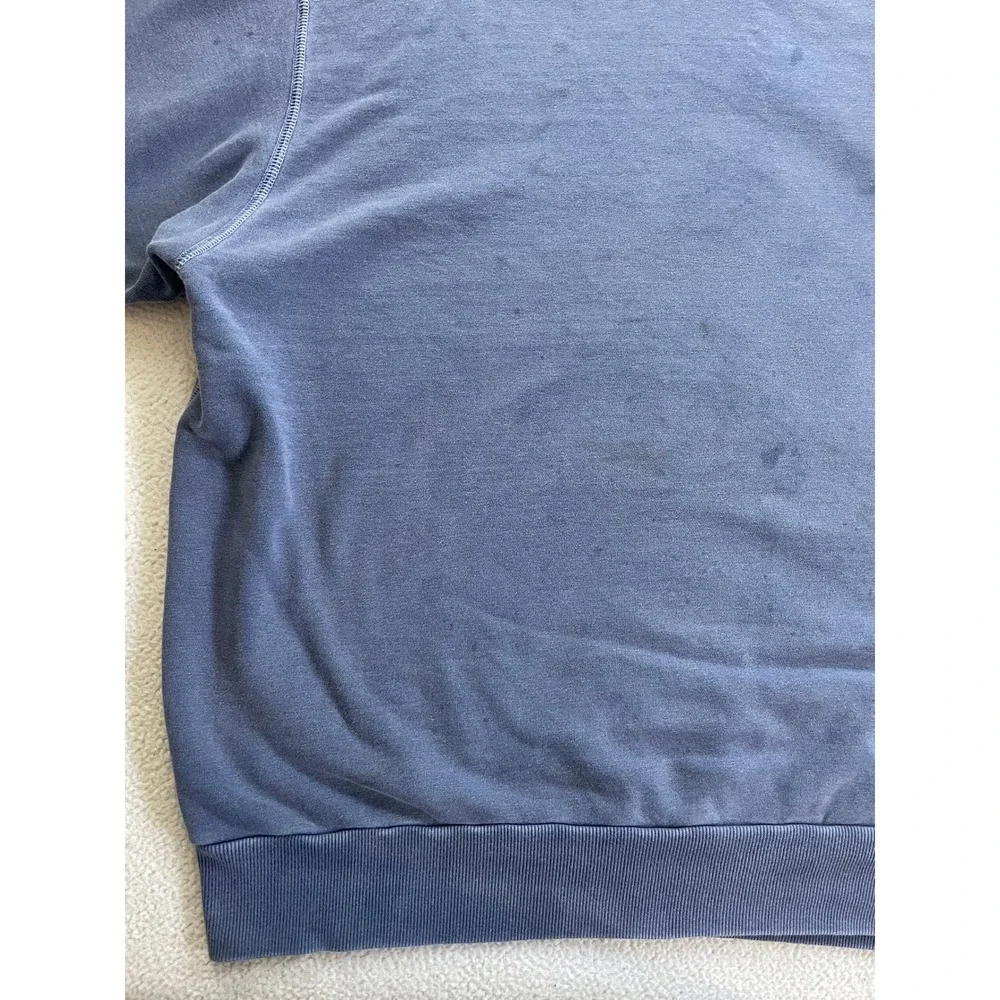 Cabela's Mens 2XL Short Sleeve Sweatshirt Blue French Terry Cotton Stains Grunge